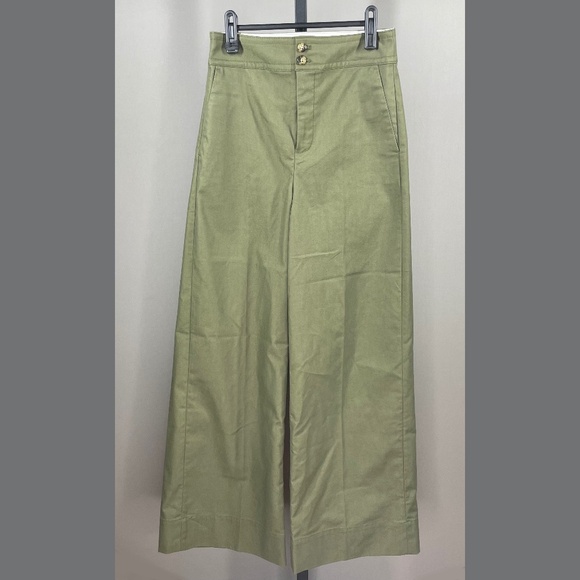 NEW J Crew Pants Womens 2 green wide leg preppy classic casual - Picture 1 of 9